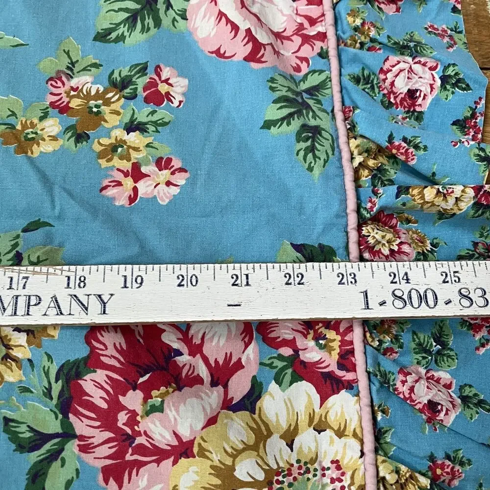 Vintage Blue Floral Duvet Cover 2 Ruffle Pillows 1 Long Pillow Cottage Core
